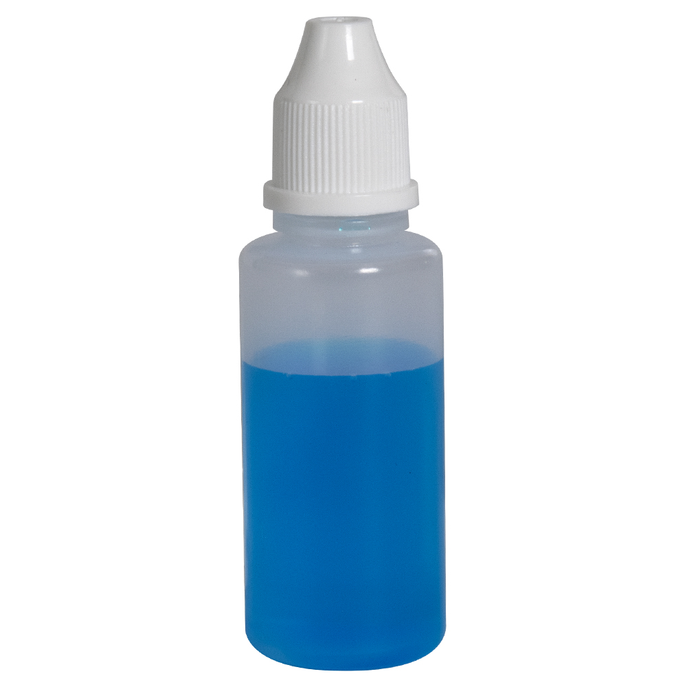 10mL (0.33 oz.) Natural LDPE Cylindrical Bottle with 13/415 Natural Dropper Tip & White Cap - Case of 12
