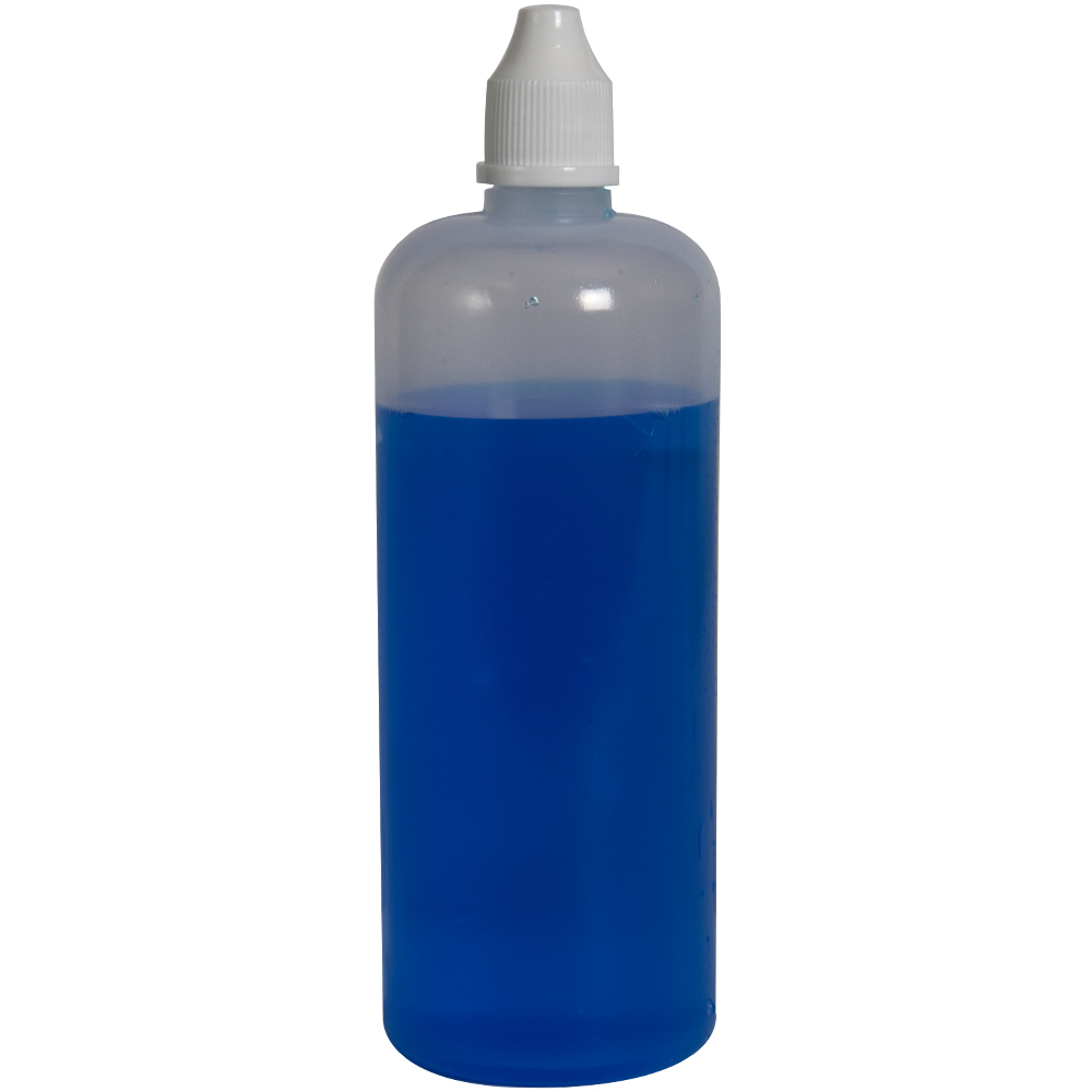 60mL (2 oz.) Natural LDPE Cylindrical Bottle with 13/415 Natural Dropper Tip & White Cap - Case of 12