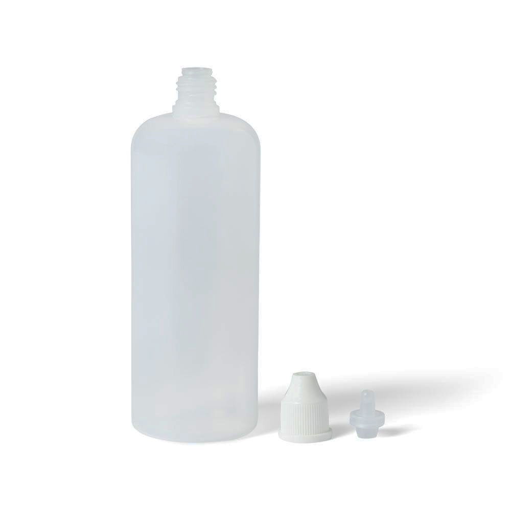 125mL (4 oz.) Natural LDPE Cylindrical Bottle with 13/415 Natural Dropper Tip & White Cap - Case of 12