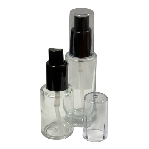 Round & Square Glass Bottles with Denali Finger Sprayers with Tall Smooth Collars & Overcaps