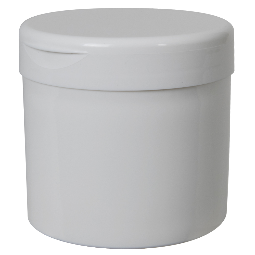 12 oz. White Polypropylene Straight-Sided Thick-Walled Round Jar with 89/400 White Snap-Top Cap