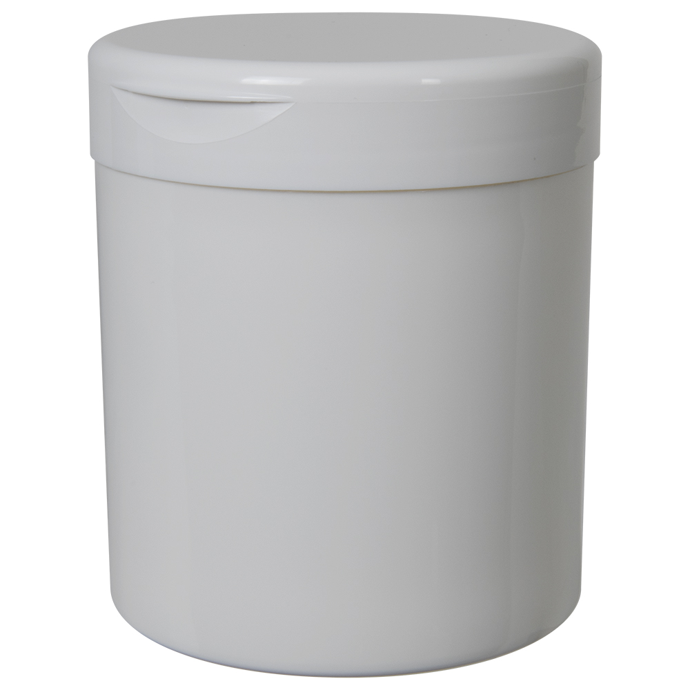 16 oz. White Polypropylene Straight-Sided Thick-Walled Round Jar with 89/400 White Snap-Top Cap