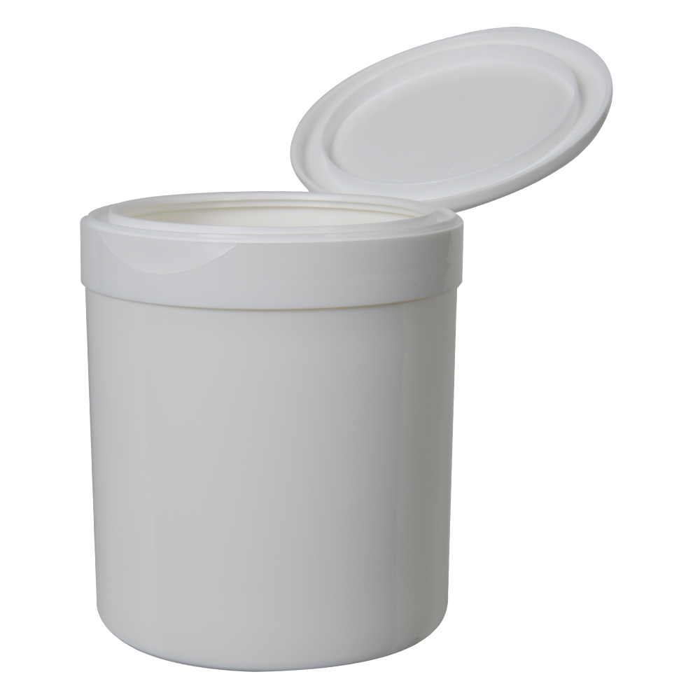 16 oz. White Polypropylene Straight-Sided Thick-Walled Round Jar with 89/400 White Snap-Top Cap