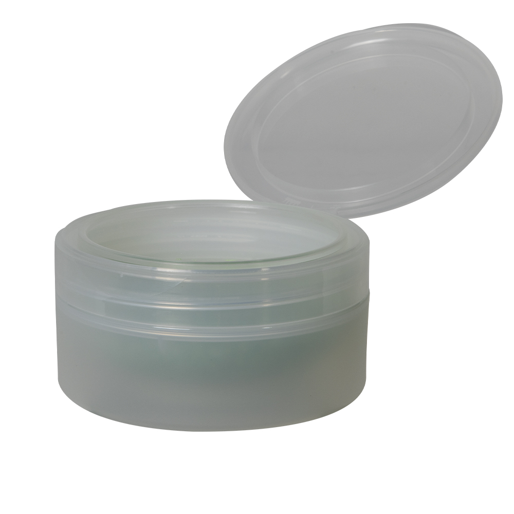 4 oz. Natural Frosted Polypropylene Straight-Sided Double-Walled Round Jar with 89/400 Natural Snap-Top Cap