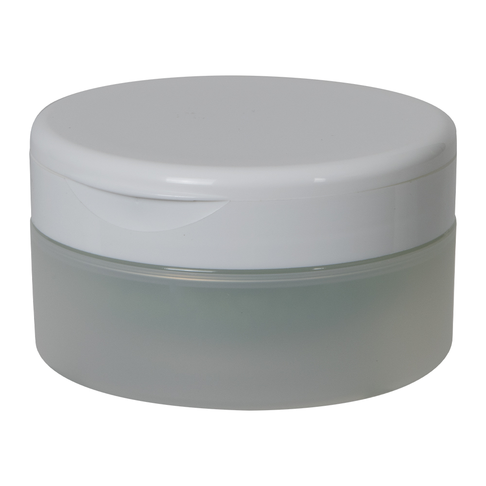 4 oz. Natural Frosted Polypropylene Straight-Sided Double-Walled Round Jar with 89/400 White Snap-Top Cap