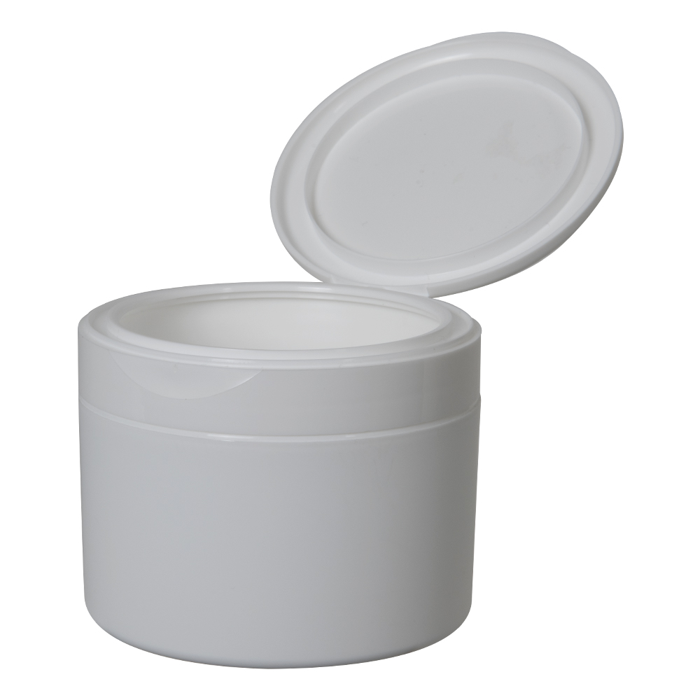 8 oz. White Frosted Polypropylene Straight-Sided Double-Walled Round Jar with 89/400 White Snap-Top Cap