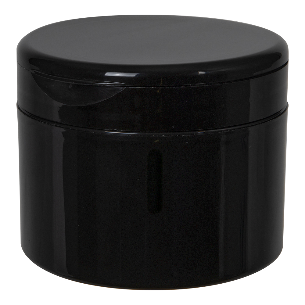 8 oz. Black Polypropylene Straight-Sided Double-Walled Round Jar with 89/400 Black Snap-Top Cap