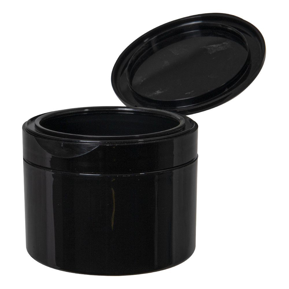 8 oz. Black Polypropylene Straight-Sided Double-Walled Round Jar with 89/400 Black Snap-Top Cap