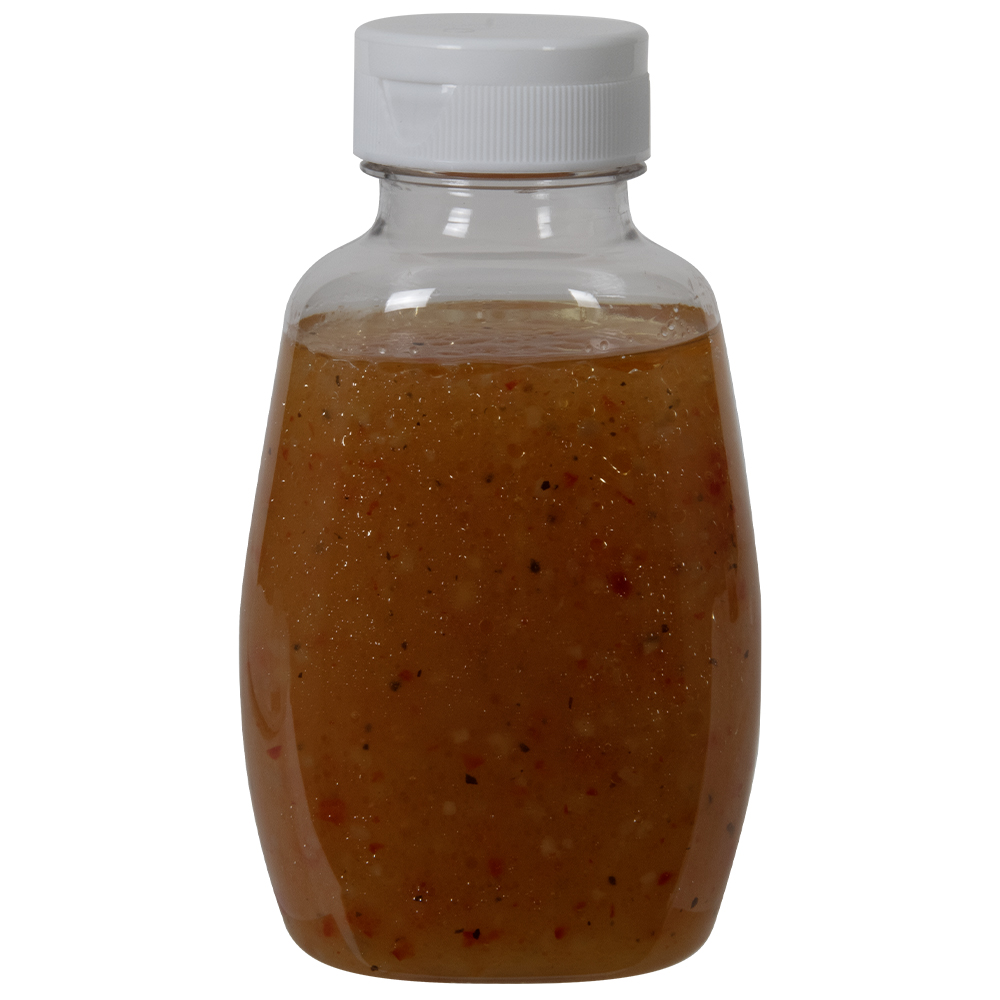 9 oz. Clear PET Clark Oblong Bottle with 38/400 White Ribbed Snap-Top Dispensing Cap