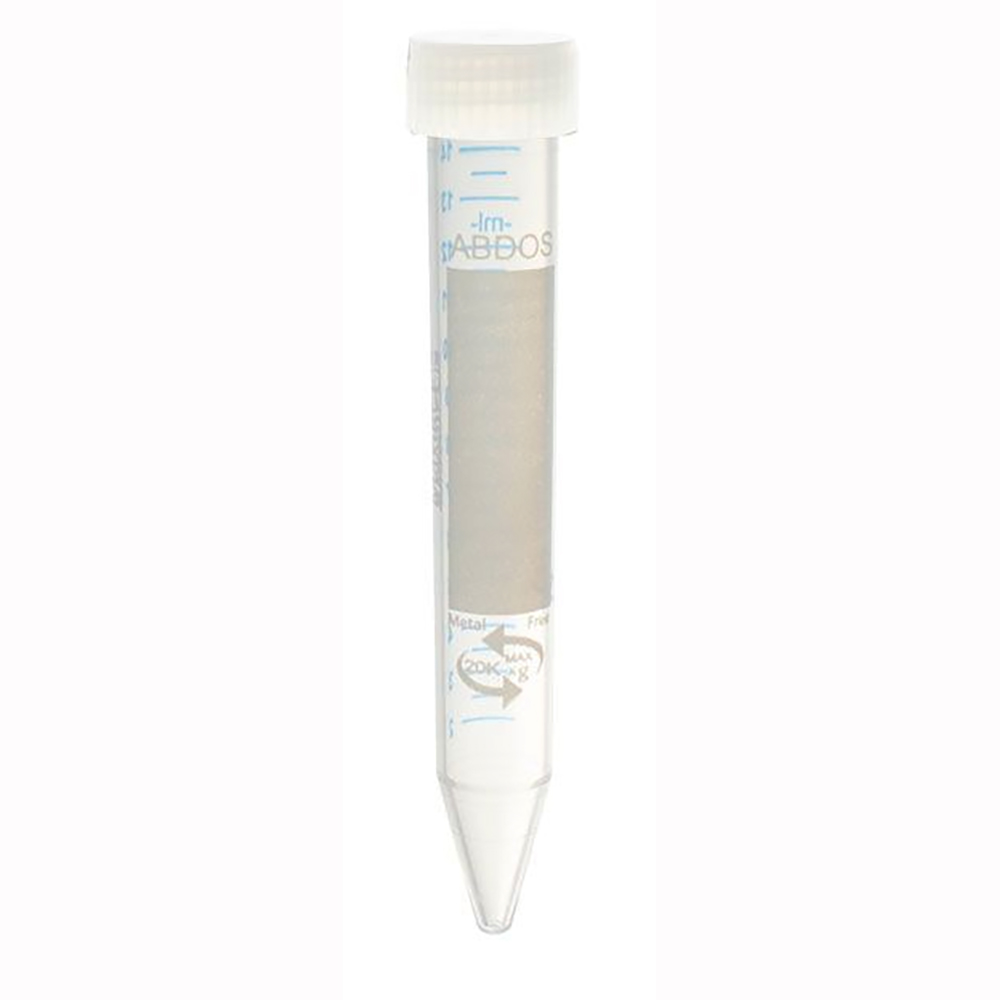 15mL Sterile Clear Polypropylene MaxiRCF™ Metal-Free Centrifuge Tube with Attached White Screw Cap - 25 per Bag; 20 Bags per Case