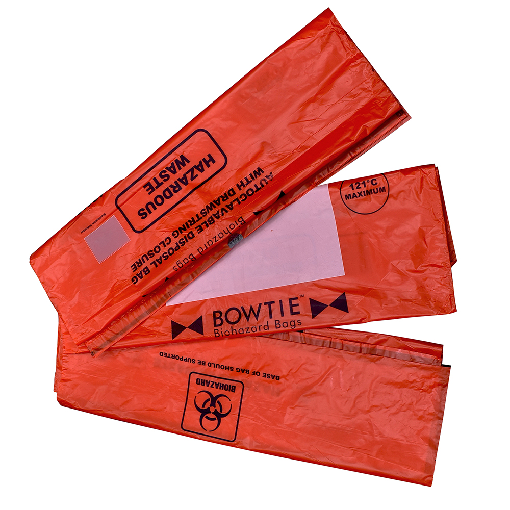 30 Gallon Red BowTie™ Biohazard Bags - 33" W x 41" L x 2.25 mil Thick (Case of 100)