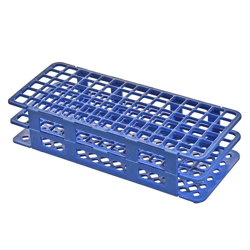 Blue Polypropylene Economy Test Tube Rack for 12-14mm Tubes with 90 Places - Case of 5