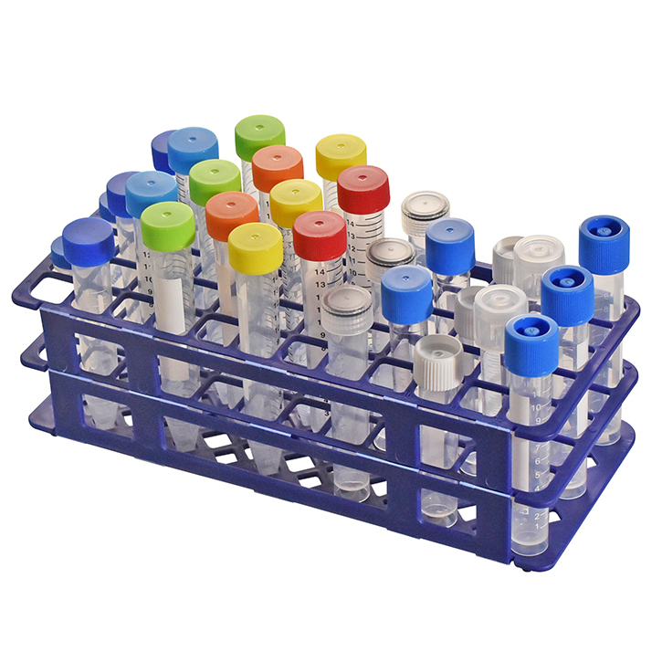 Blue Polypropylene Economy Test Tube Rack for 15-17mm Tubes with 60 Places - Case of 5