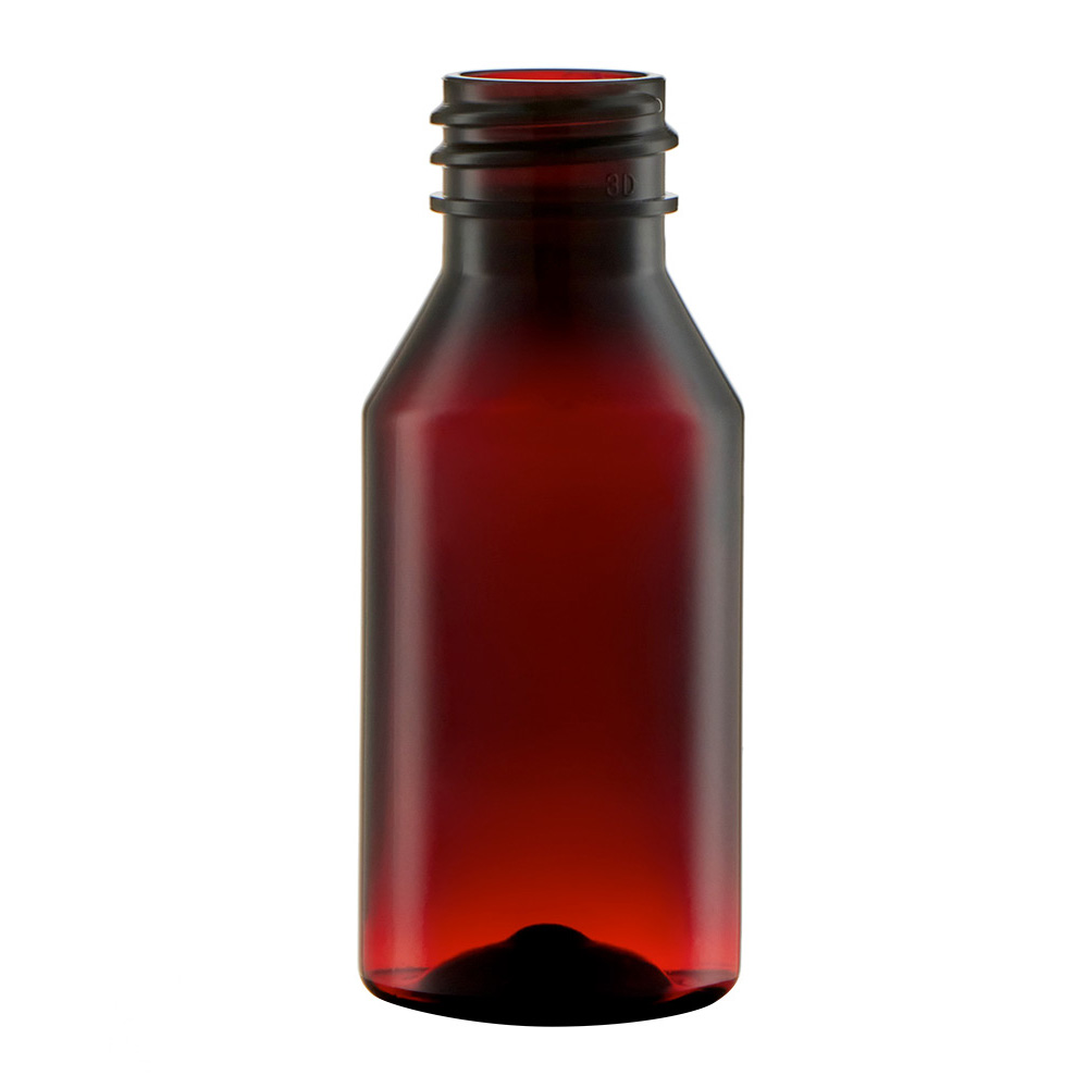1 oz. Amber PET Modern Round Bottle with 20/410 Neck (Cap Sold Separately)