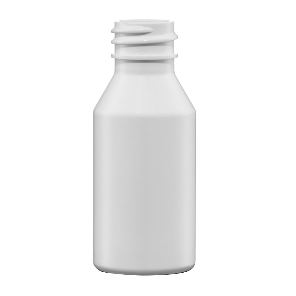 1 oz. White PET Modern Round Bottle with 20/410 Neck (Cap Sold Separately)