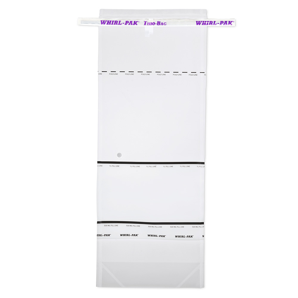 34 oz. Whirl-Pak® Gusseted Bottom Thio-Bag® Dosed Sterile Sample Bag - 6" W x 15" L x 4 mil Thick (Case of 100)