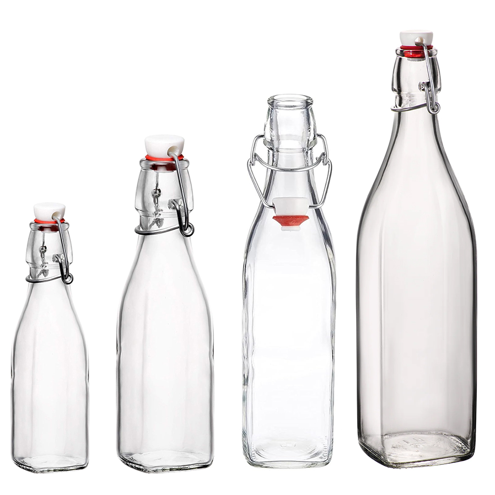 Square Glass Swing Top Bottles