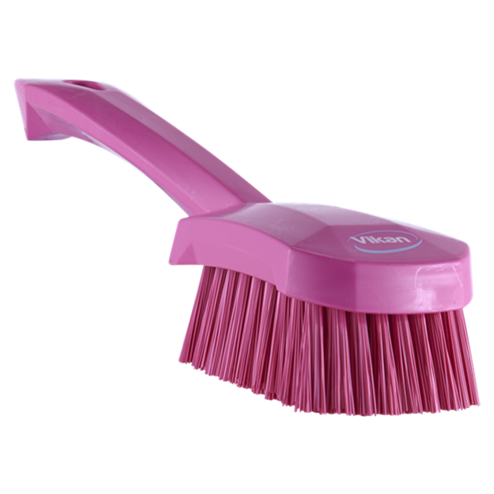 Pink Polypropylene Vikan® Hand Brush with Stiff Polyester Bristles & Short Handle