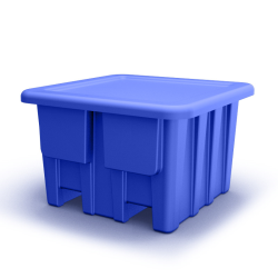 Royal Blue Meese Bulk Container with Lid (1500 lbs. Capacity) - 47" L x 47" W x 30" Hgt.