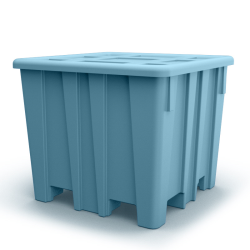 Cadet Blue Meese Bulk Container with Lid (1200 lbs. Capacity) - 47-1/2" L x 47-1/2" W x 40-1/4" Hgt.