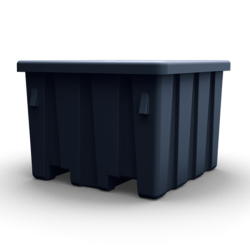 Black Meese X-Ray Detectable Bulk Container with Lid (700 lbs. Capacity) - 45" L x 45" W x 33" Hgt.