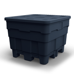 Black Meese X-Ray Detectable Bulk Container with Lid (2000 lbs. Capacity) - 50" L x 45" W x 36-1/4" Hgt.