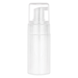 100mL White PET Foamer Style Cylinder Bottle with Foamer Pump & Over-Cap
