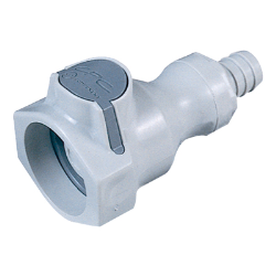1/2" In-Line Hose Barb UDC Polypropylene Valved Coupling Body with Silicone O-ring