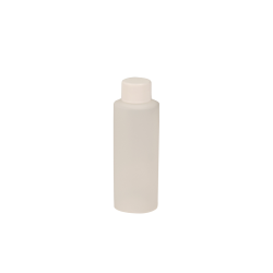 4 oz. Natural HDPE Cylindrical Sample Bottle with 20/410 White Ribbed Cap with F217 Liner