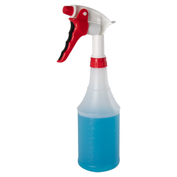 24 oz. Natural HDPE Spray Bottle with 28/400 Red & White Polypropylene Sprayer