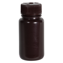 2 oz./60mL Nalgene™ Amber HDPE Wide Mouth Economy Bottle with 28mm Cap