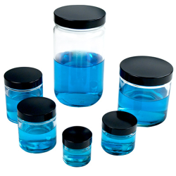 1 oz. Straight-Sided Wide Mouth Glass Rounds with 43/400 Pulp/vinyl-lined Caps