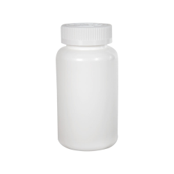 8.5 oz./250cc White HDPE Wide Mouth Packer Bottle with 45/400 White Ribbed CRC Cap with F217 Liner