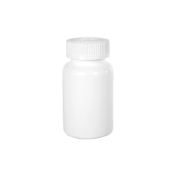 150cc/5.1 oz. White HDPE Packer Bottle with 38/400 White Ribbed CRC Cap with F217 Liner