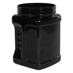 64 oz. Black PET Pinch Grip-It Square Jars with 120mm Neck (Cap Sold Separately)