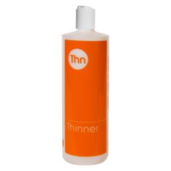 16 oz. Natural HDPE Cylinder Bottle with 24/410 White Dispensing Disc-Top Cap & Orange "Thinner" Embossed