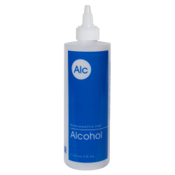8 oz. Natural HDPE Cylinder Bottle with 24/410 Twist Open/Close Cap & Blue "Alcohol" Embossed
