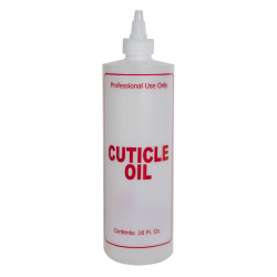 16 oz. Natural HDPE Cylinder Bottle with 24/410 Twist Open/Close Cap & Red "Cuticle Oil" Embossed