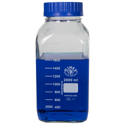 4 Pieces Round Media Storage Bottles Storage Glass Bottles with GL45 Blue Screw Cap 250 ml 