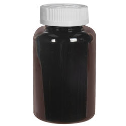 250cc Dark Amber PET Packer Bottle with 45/400 White Ribbed CRC Cap with F217 Liner