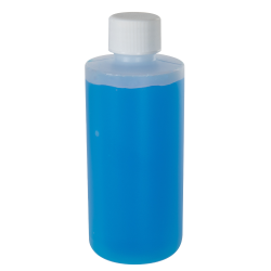 6 oz. Natural HDPE Cylinder Straight Bottom Bottle with 24/410 White Ribbed Cap with F217 Liner