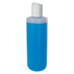 8 oz. Natural HDPE Cylinder Round Bottom Bottle with 24/410 White Dispensing Disc-Top Cap