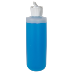 8 oz. Natural HDPE Cylinder Round Bottom Bottle with 24/410 White Ribbed Flip-Top Cap