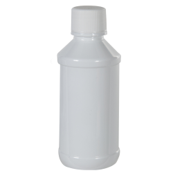 4 oz. Modern Round White PET Bottle with 24/400 White Ribbed Cap with F217 Liner
