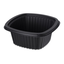16 oz. Black Polypropylene Square Proex Microwaveable Side Dish Container - Case of 500 (Lids Sold Separately)