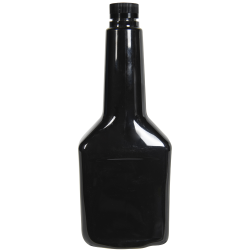 12 oz. Long Neck Black PET Cone Top Bottle with 22/400 Black Ribbed CRC Cap with F217 Liner