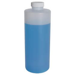 32 oz. Natural HDPE Wide Mouth Bottle with 38/400 White Ribbed Cap with F217 Liner