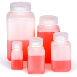 Diamond® RealSeal™ HDPE Square Wide Mouth Bottles with Caps