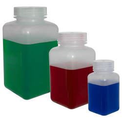 Diamond® RealSeal™ Polypropylene Square Wide Mouth Bottles with Caps