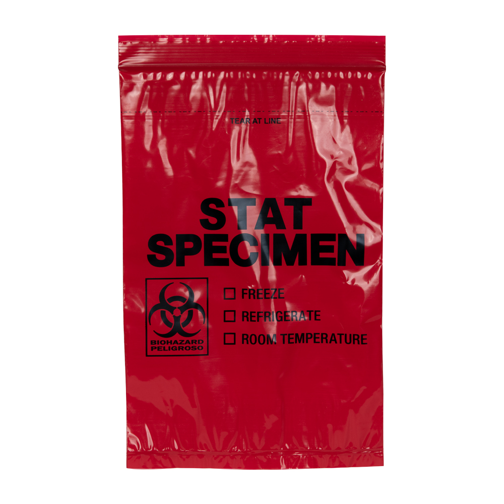6" x 9" x 2 mil STAT Red Opaque Specimen Bags